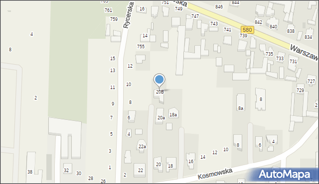 Borzęcin Duży, Kosmowska, 20B, mapa Borzęcin Duży