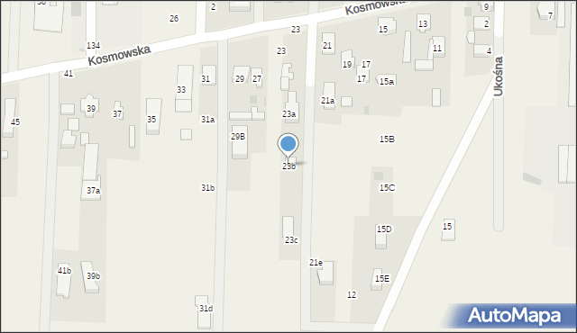 Borzęcin Duży, Kosmowska, 23b, mapa Borzęcin Duży