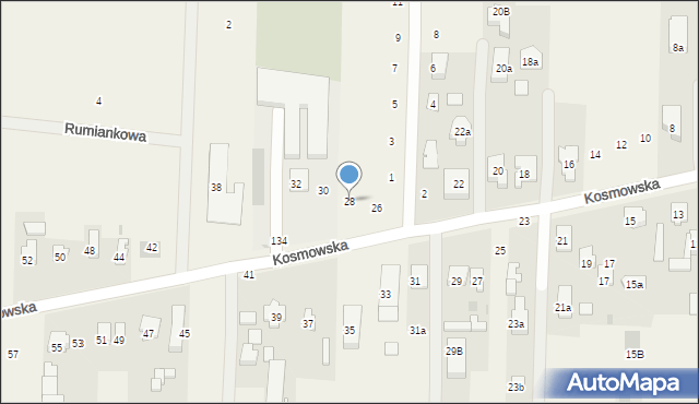 Borzęcin Duży, Kosmowska, 28, mapa Borzęcin Duży