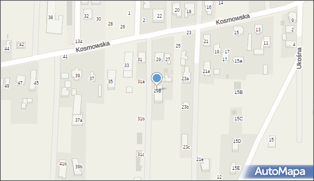 Borzęcin Duży, Kosmowska, 29B, mapa Borzęcin Duży