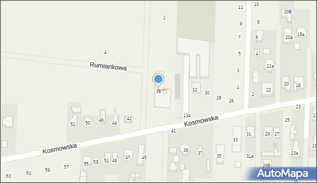 Borzęcin Duży, Kosmowska, 38, mapa Borzęcin Duży