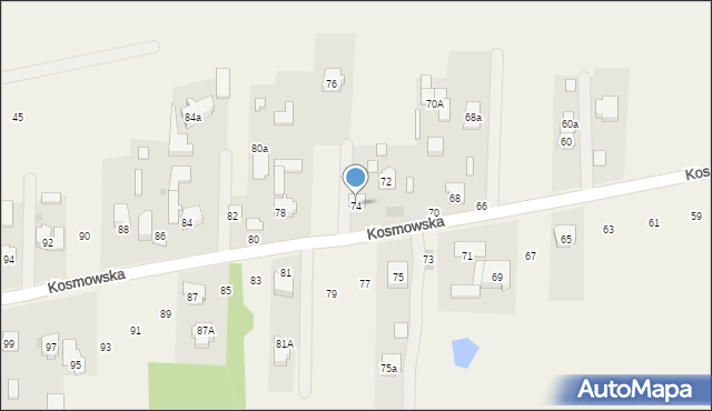 Borzęcin Duży, Kosmowska, 74, mapa Borzęcin Duży