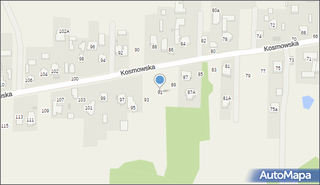 Borzęcin Duży, Kosmowska, 91, mapa Borzęcin Duży