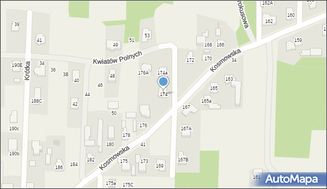 Borzęcin Mały, Kosmowska, 174, mapa Borzęcin Mały
