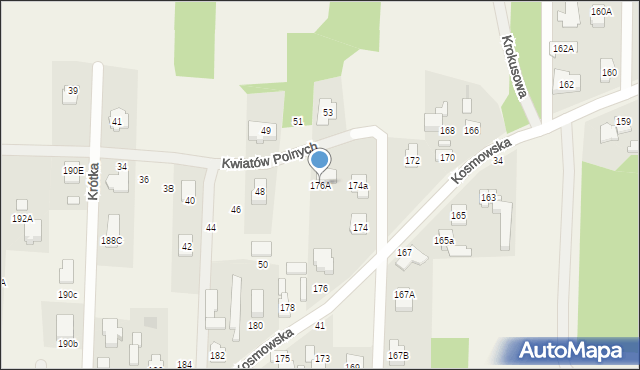 Borzęcin Mały, Kosmowska, 176A, mapa Borzęcin Mały