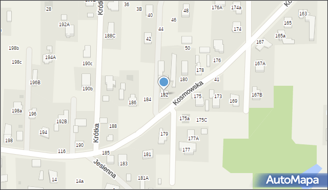 Borzęcin Mały, Kosmowska, 182, mapa Borzęcin Mały