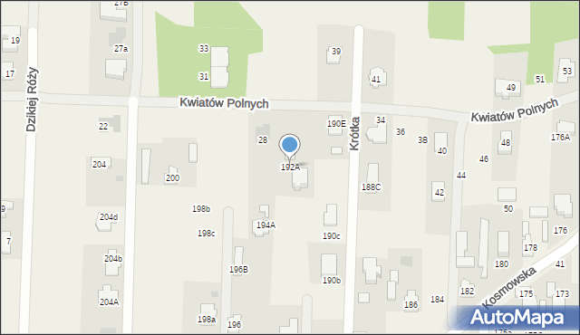Borzęcin Mały, Kosmowska, 192A, mapa Borzęcin Mały