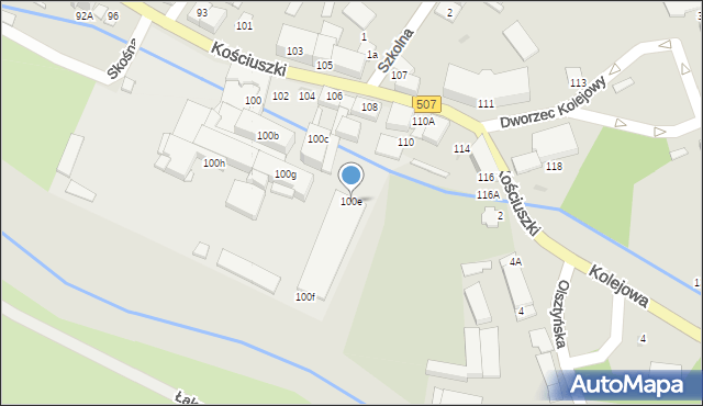 Braniewo, Kościuszki Tadeusza, gen., 100e, mapa Braniewo