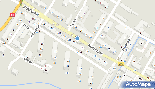 Braniewo, Kościuszki Tadeusza, gen., 52, mapa Braniewo