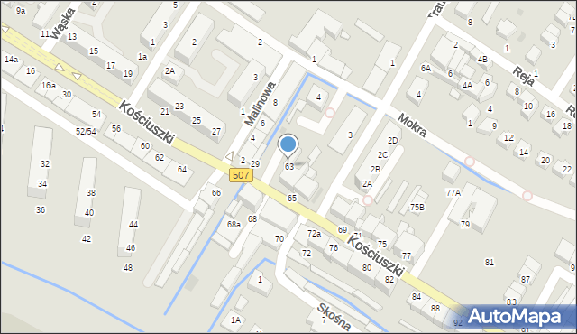 Braniewo, Kościuszki Tadeusza, gen., 63, mapa Braniewo