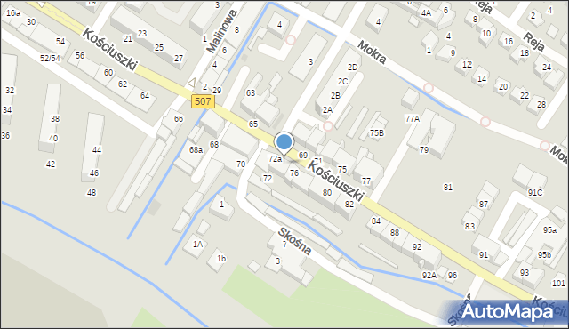 Braniewo, Kościuszki Tadeusza, gen., 74, mapa Braniewo