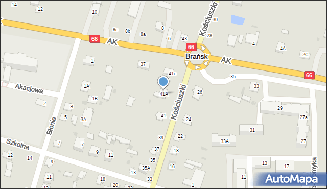 Brańsk, Kościuszki Tadeusza, gen., 41A, mapa Brańsk