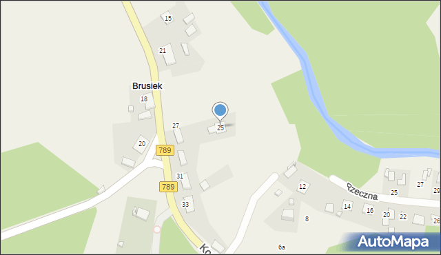 Brusiek, Kościelna, 25, mapa Brusiek