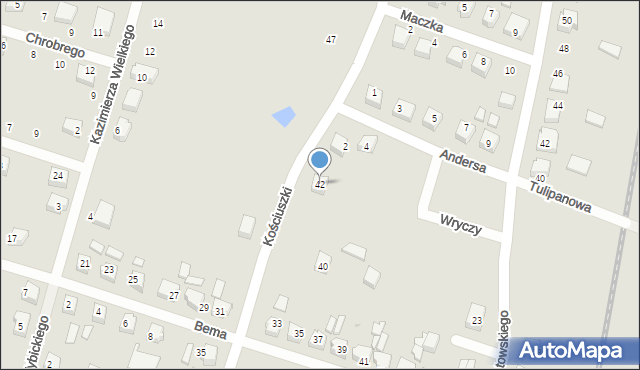 Brusy, Kościuszki Tadeusza, gen., 42, mapa Brusy