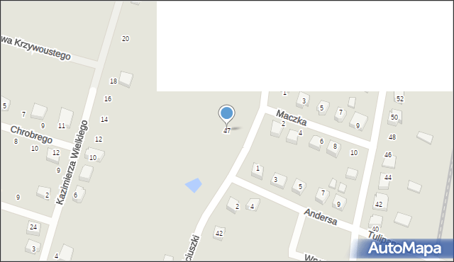 Brusy, Kościuszki Tadeusza, gen., 47, mapa Brusy