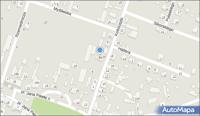 Brusy, Kościuszki Tadeusza, gen., 5A, mapa Brusy