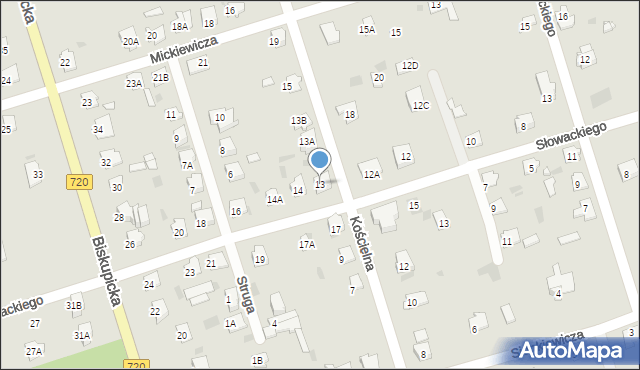 Brwinów, Kościelna, 13, mapa Brwinów