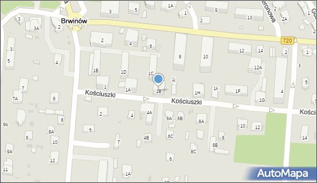 Brwinów, Kościuszki Tadeusza, gen., 1B, mapa Brwinów