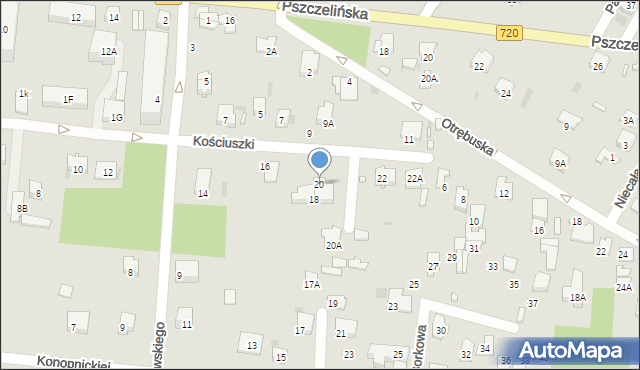 Brwinów, Kościuszki Tadeusza, gen., 20, mapa Brwinów
