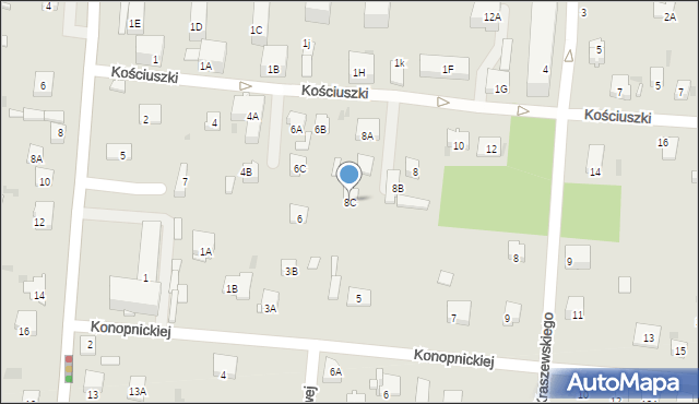 Brwinów, Kościuszki Tadeusza, gen., 8C, mapa Brwinów