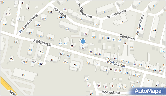 Brzesko, Kościuszki Tadeusza, gen., 53, mapa Brzesko
