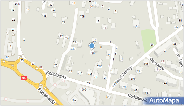 Brzesko, Kościuszki Tadeusza, gen., 71b, mapa Brzesko