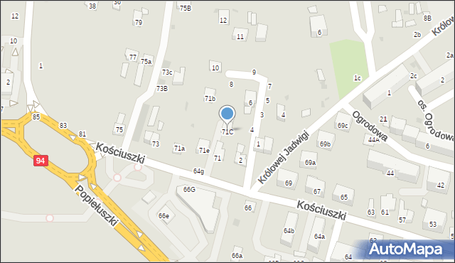 Brzesko, Kościuszki Tadeusza, gen., 71C, mapa Brzesko