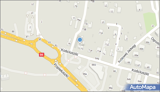 Brzesko, Kościuszki Tadeusza, gen., 73A, mapa Brzesko