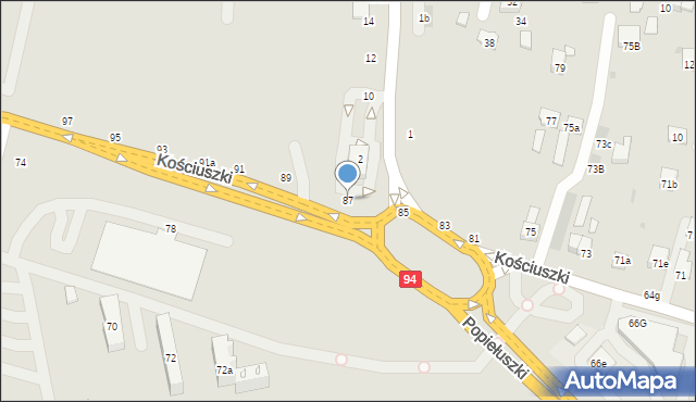Brzesko, Kościuszki Tadeusza, gen., 87, mapa Brzesko