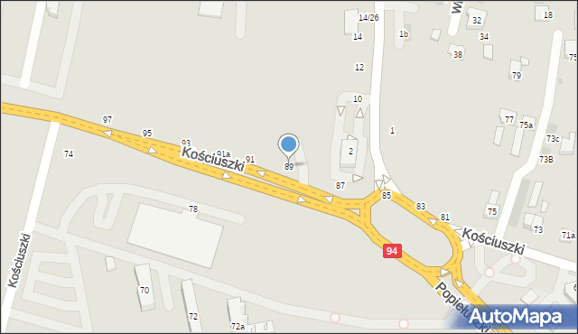 Brzesko, Kościuszki Tadeusza, gen., 89, mapa Brzesko