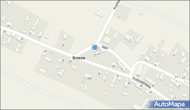 Brzezie, Koszalińska, 27, mapa Brzezie