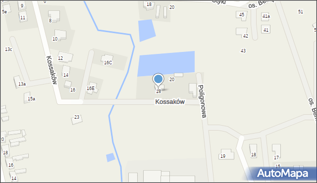 Brzezie k. Sulechowa, Kossaków, 18, mapa Brzezie k. Sulechowa