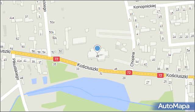 Brzeziny, Kościuszki Tadeusza, gen., 48, mapa Brzeziny