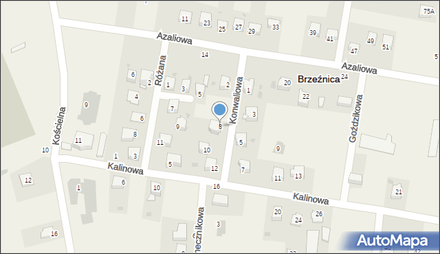 Brzeźnica, Konwaliowa, 8, mapa Brzeźnica