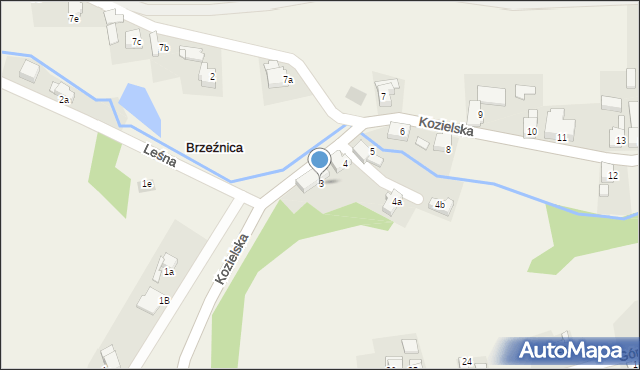 Brzeźnica, Kozielska, 3, mapa Brzeźnica