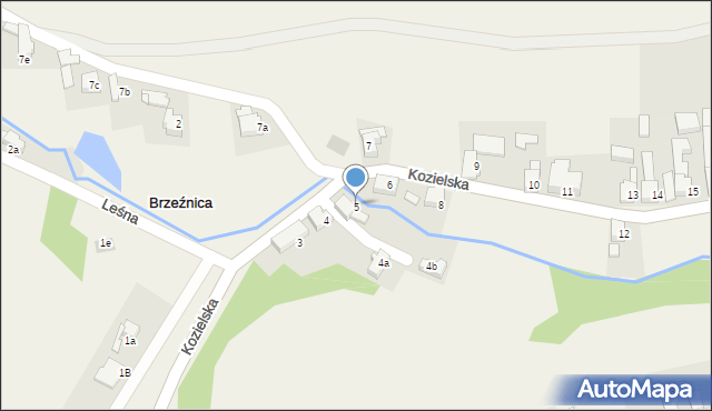 Brzeźnica, Kozielska, 5, mapa Brzeźnica