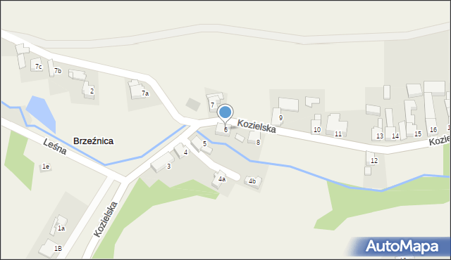 Brzeźnica, Kozielska, 6, mapa Brzeźnica