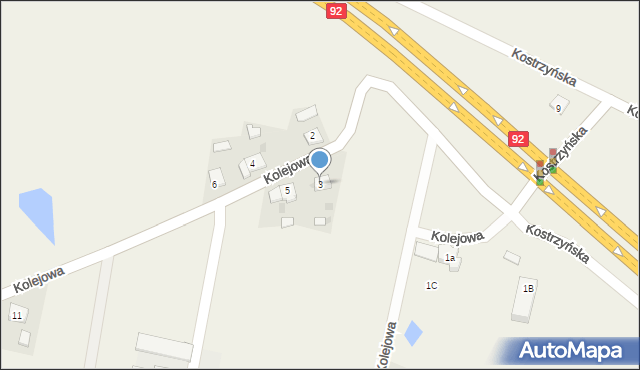 Brzeźno, Kolejowa, 3, mapa Brzeźno