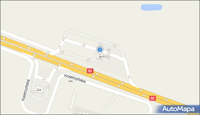 Brzeźno, Kostrzyńska, 15, mapa Brzeźno