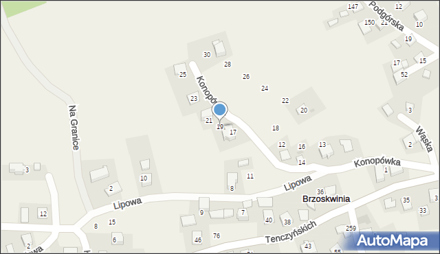 Brzoskwinia, Konopówka, 19, mapa Brzoskwinia