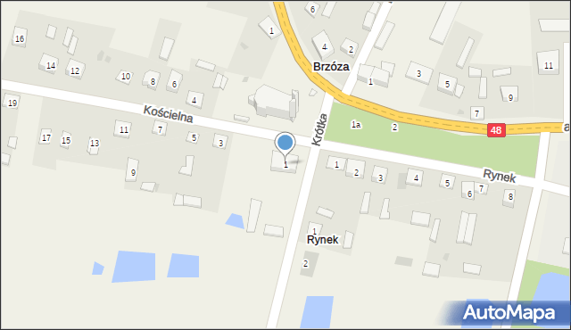 Brzóza, Kościelna, 1, mapa Brzóza