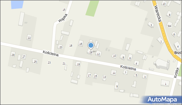 Brzóza, Kościelna, 14, mapa Brzóza