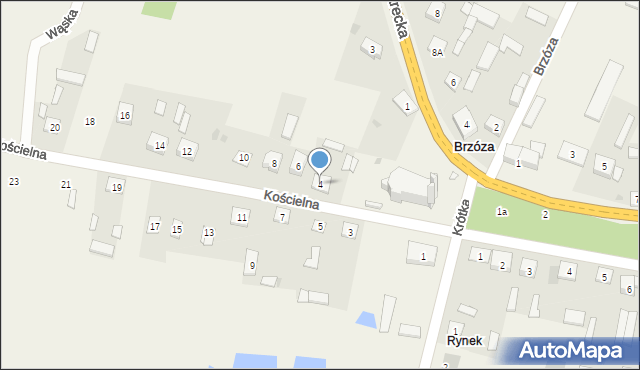 Brzóza, Kościelna, 4, mapa Brzóza