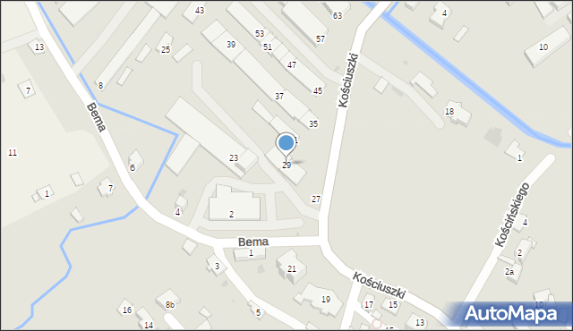 Brzozów, Kościuszki Tadeusza, gen., 29, mapa Brzozów