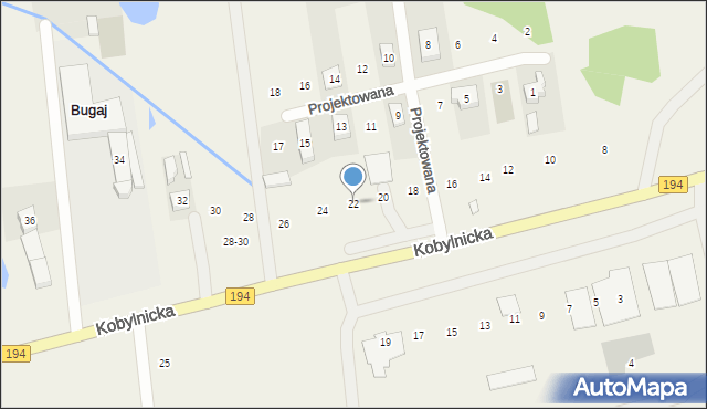 Bugaj, Kobylnicka, 22, mapa Bugaj