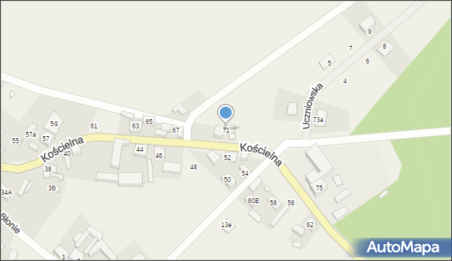 Bukowiec, Kościelna, 71, mapa Bukowiec