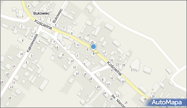 Bukowiec, Kościelna, 8, mapa Bukowiec