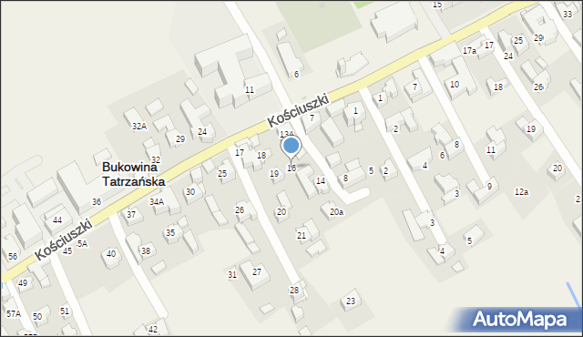 Bukowina Tatrzańska, Kościuszki Tadeusza, gen., 16, mapa Bukowina Tatrzańska