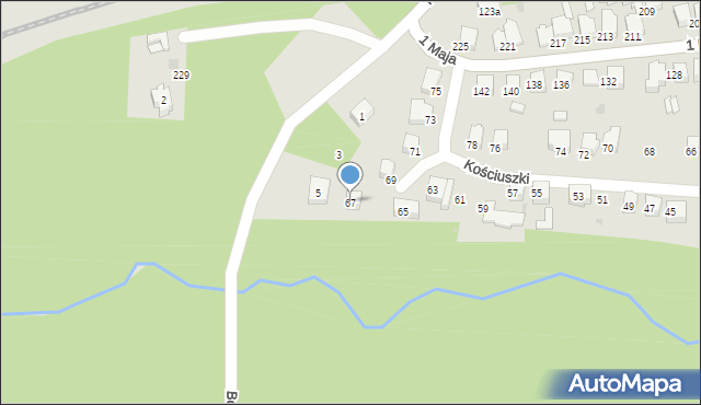 Bukowno, Kościuszki Tadeusza, gen., 67, mapa Bukowno