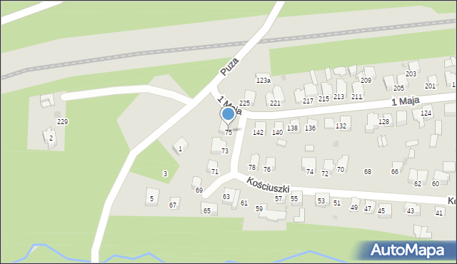 Bukowno, Kościuszki Tadeusza, gen., 75, mapa Bukowno
